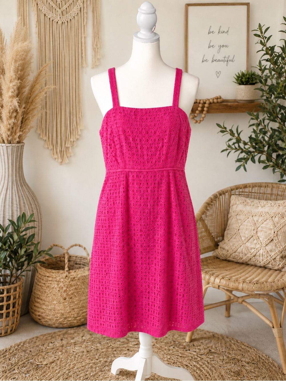 crown & ivy Hot Pink Eyelet Sundress